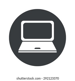 Image of laptop in black circle, isolated on white