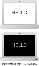 image of laptop icon with text "hello" on screen