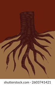 image of large tree roots cut with grain detail
