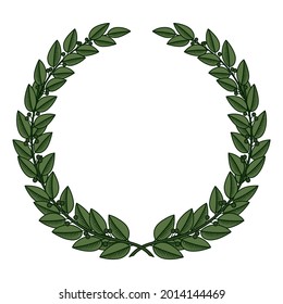 Image of a laurel wreath. Rewarding with a laurel wreath. Vintage engraving stylized drawing. Vector illustration. 