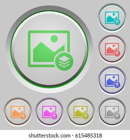Image layers color icons on sunk push buttons