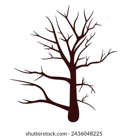 image of a leafless tree in autumn in brown vector illustration on a white background