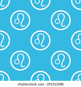 Image of Leo zodiac symbol in circle, repeated on blue background