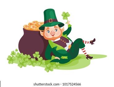 Image of a leprechaun in cartoon style. Saint Patrick’s Day illustration isolated on the white background.