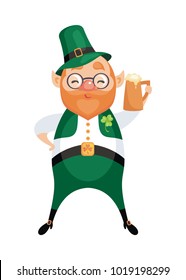 Image of a leprechaun in cartoon style. Saint Patrick’s Day illustration isolated on the white background.
