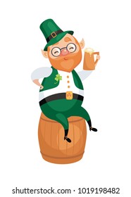 Image of a leprechaun in cartoon style. Saint Patrick’s Day illustration isolated on the white background.