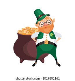Image of a leprechaun in cartoon style. Saint Patrick’s Day illustration isolated on the white background.
