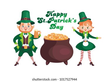 Image of a leprechauns in cartoon style. Saint Patrick’s Day illustration isolated on the white background.