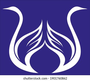 Image of a letter in the form of silhouettes of two swans. Perfect for monograms and logos.