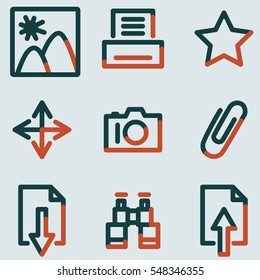 Image library icons, light blue contour