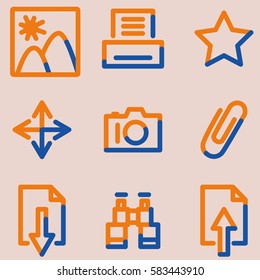 Bildbibliothek-Symbole gesetzt, Zeichen für Infografiken, Web, Präsentation