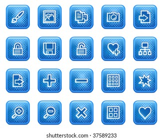 Image library web icons, blue square buttons with dots