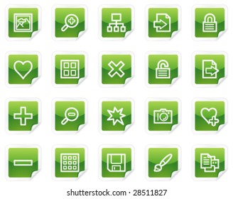 Image library web icons, green sticker series