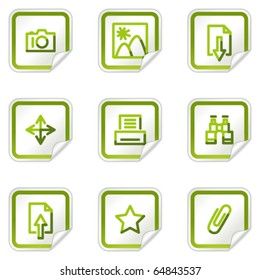 Image library web icons, green stickers series