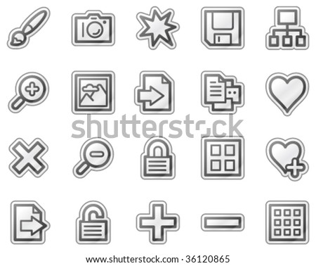 Image library web icons, grey sticker series