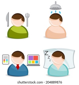 Imagen de un conjunto de iconos de perfil de actividad de vida.
