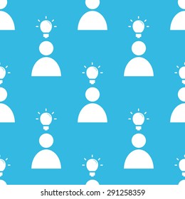 Image of light bulb above person, repeated on blue background