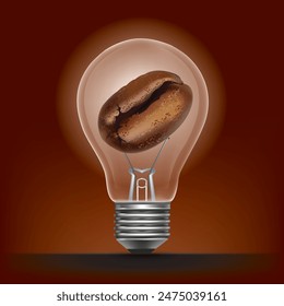 Image of a light bulb with coffee beans inside.