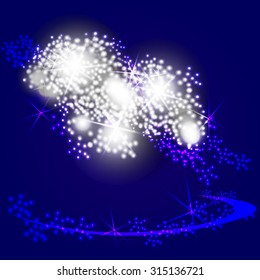Image with light effects and fireworks stellar road on a dark background.