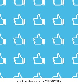 Image of like symbol, repeated in straight lines on blue background