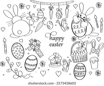 image of line art attributes of the Easter holiday