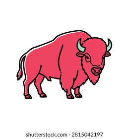 The Image Is A Line Drawing Of A Bison The Bison Is Standing On All Fours