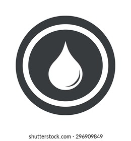 Image of liquid drop in circle, on black circle, isolated on white