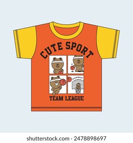 image of a little bear playing basketball in a box,design cartoon vector illustration