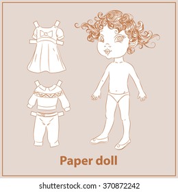 The image of a little girl. Doll. Paper doll. Do it yourself. Clothing. Child development. A game. Vector graphics.