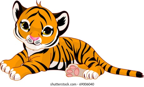 Image of  little tiger cub resting