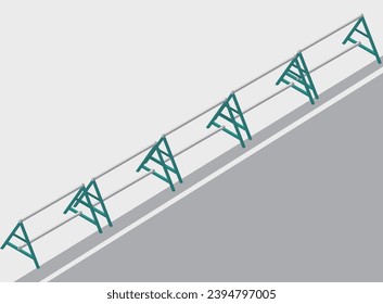 An image of a location where isometric single-tube barricades are installed