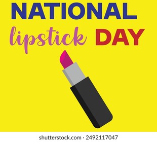 The image is a logo for National Lipstick Day. It features the text "NATIONAL lipstick DAY" and is associated with tags such as text, office supplies, writing implement, design, and marker.