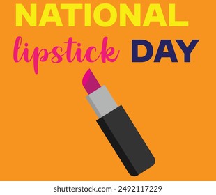 The image is a logo for National Lipstick Day. It features the text "NATIONAL lipstick DAY" and is associated with tags such as text, office supplies, writing implement, design, and marker.