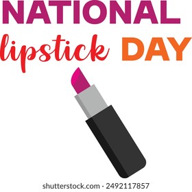 The image is a logo for National Lipstick Day. It features the text "NATIONAL lipstick DAY" and is associated with tags such as text, office supplies, writing implement, design, and marker.