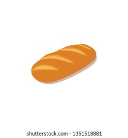 Image of long loaf, icon. Fresh bread. Vector illustration isolated white background.