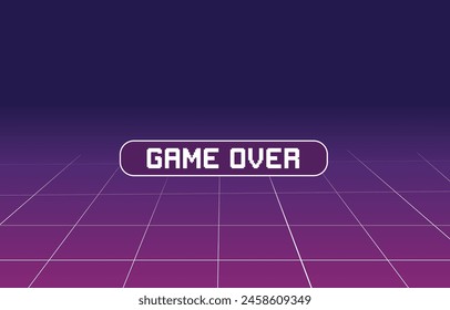 Image of the lost game screen background of a retro style purple video game