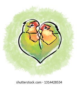 An image of lovebirds in vector