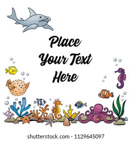 Image of lovely sea inhabitants in doodle style. Vector illustration isolated on a white background.