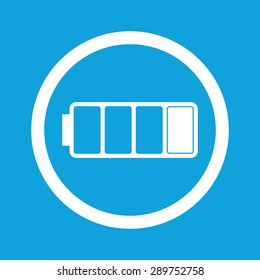 Image of low battery in circle, isolated on blue
