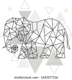 Image of Low poly elephant isolated and triangle background. Art vector illustration.