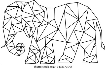 Image of Low poly elephant isolated on white background. Art vector illustration.