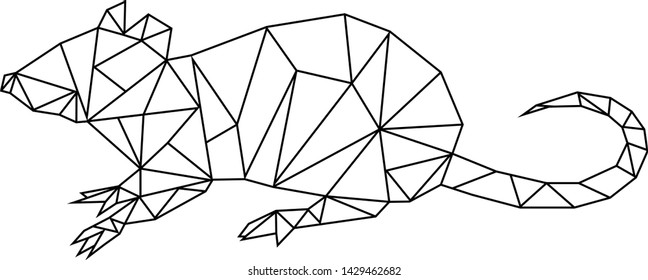 Image of Low poly rat isolated on white background. Art vector illustration.
