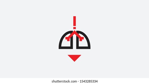 Image of Lung and Risk Icon Line Art.