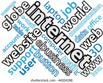 Image made from words which relate with words internet, computer