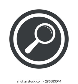 Image of magnifier in circle, on black circle, isolated on white