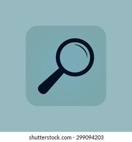 Image of magnifier in square, on pale blue background
