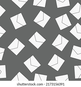 Image of a mail envelope in the style of a seamless pattern. Different sizes. On a gray background.