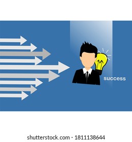 image of a male businessman and several directional arrows