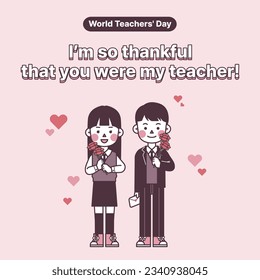 It is an image of male and female students commemorating Teacher's Day.
