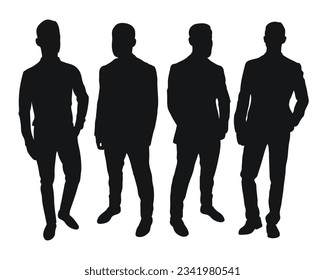 Image male silhouettes. People, human, person, man, men, guy, lad, fella, stripling, boy. Businessmen, workers, friends, students, demonstrators